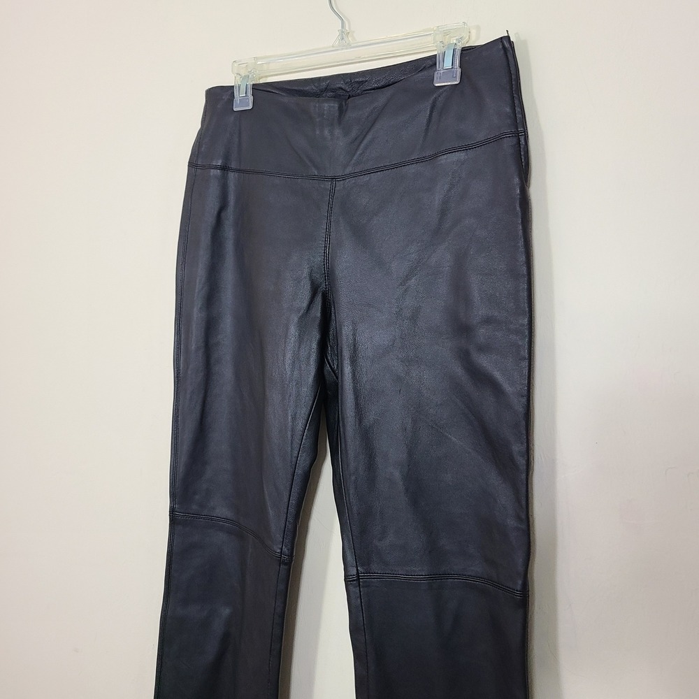 EXPRESS Black Leather Womens 9/10 Pants Biker Moto Rockstar Gf 90s Edgy‎ Grunge - Picture 2 of 11
